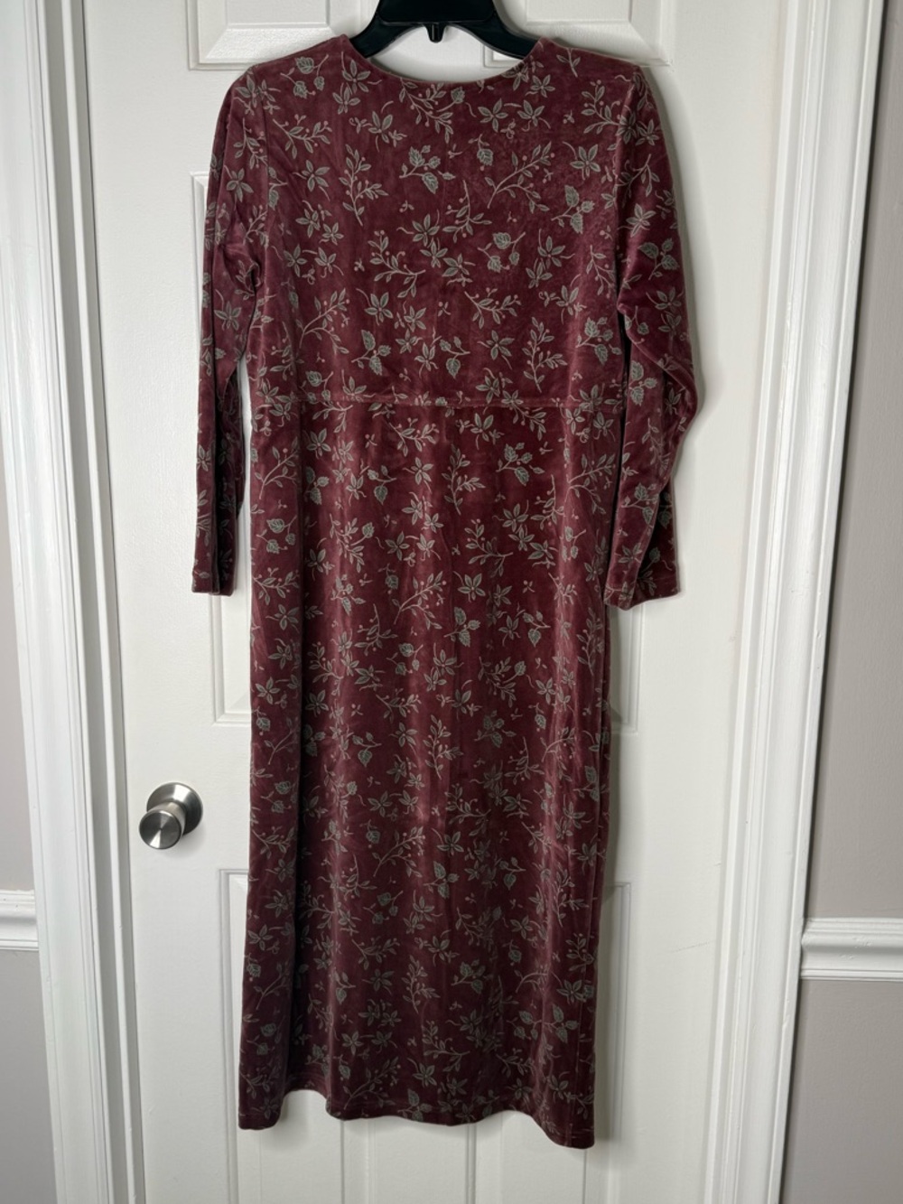 L.L. Bean Rose-Mauve Floral Button-Front Long Dress Textured - Picture 5 of 6